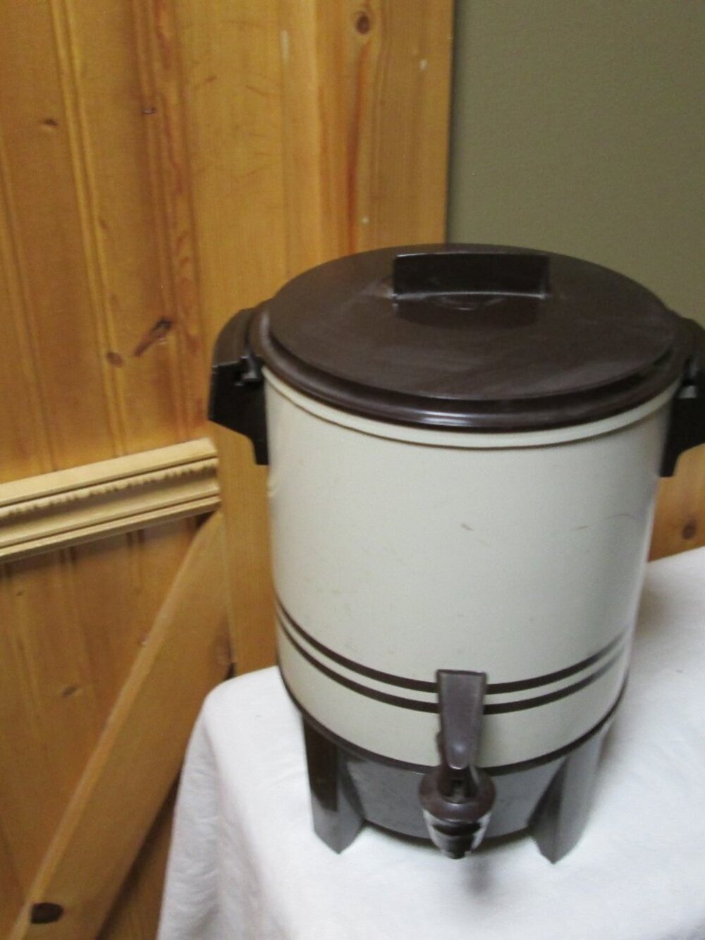 vtg West Bend Almond Striped coffee percolator Party Perk 22 cup